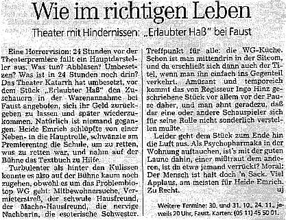 Kritik aus der HAZ vom 20. Okt. 1998
